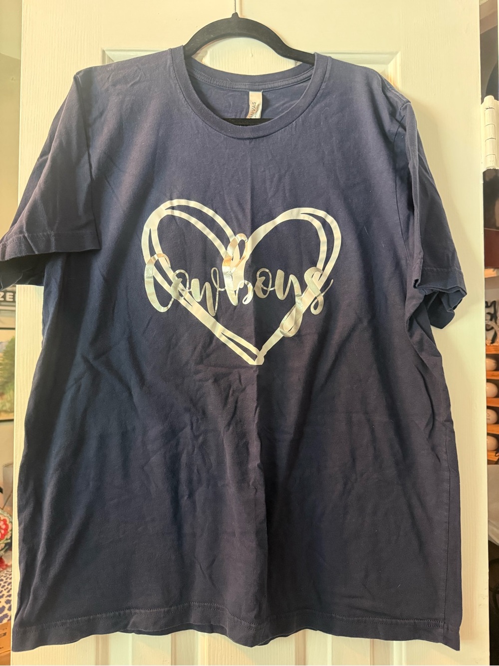 🏈 Dallas Cowboys Heart Graphic T-Shirt XL | Navy Blue Football Fan Tee - Picture 2 of 5